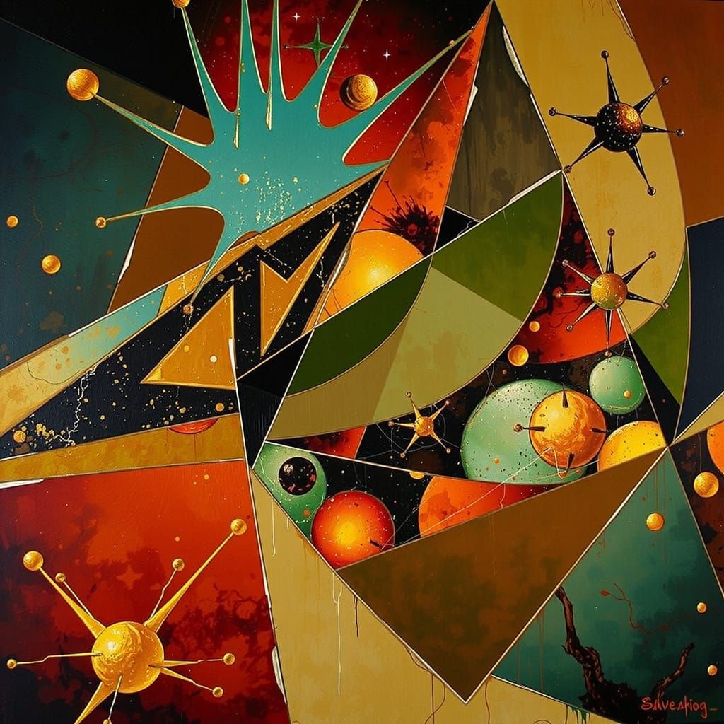 Psychedelic Dodecahedron Abstract Art as Oil Painting