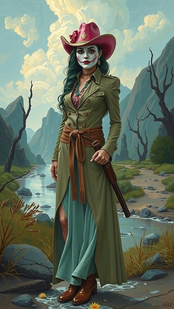 Cowgirl Joker in Impasto Ranch Landscape