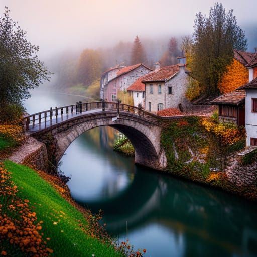 Detailed Autumn Village Landscape Photography