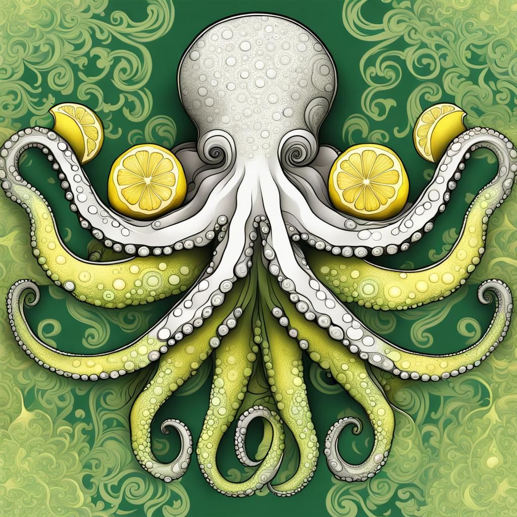 Octopus Embracing Lemon in Mediterranean Style