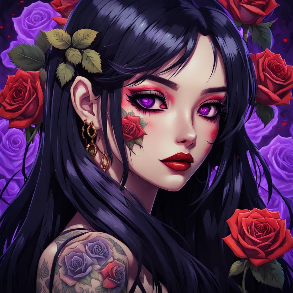 Cute gothic anime girl