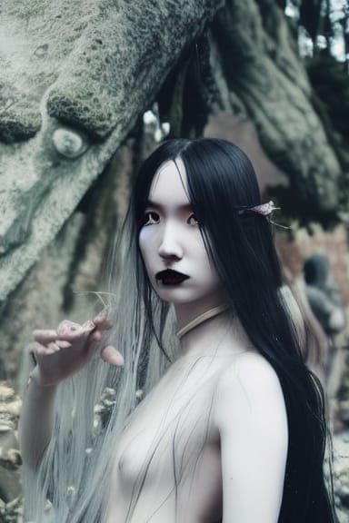 Ethereal Mythical Goddess in Asian Horror Style