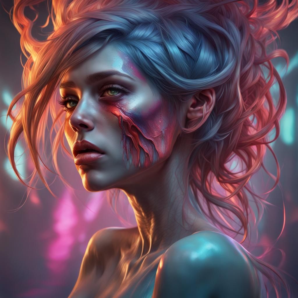 Monster Woman Portrait of Mixed Emotions