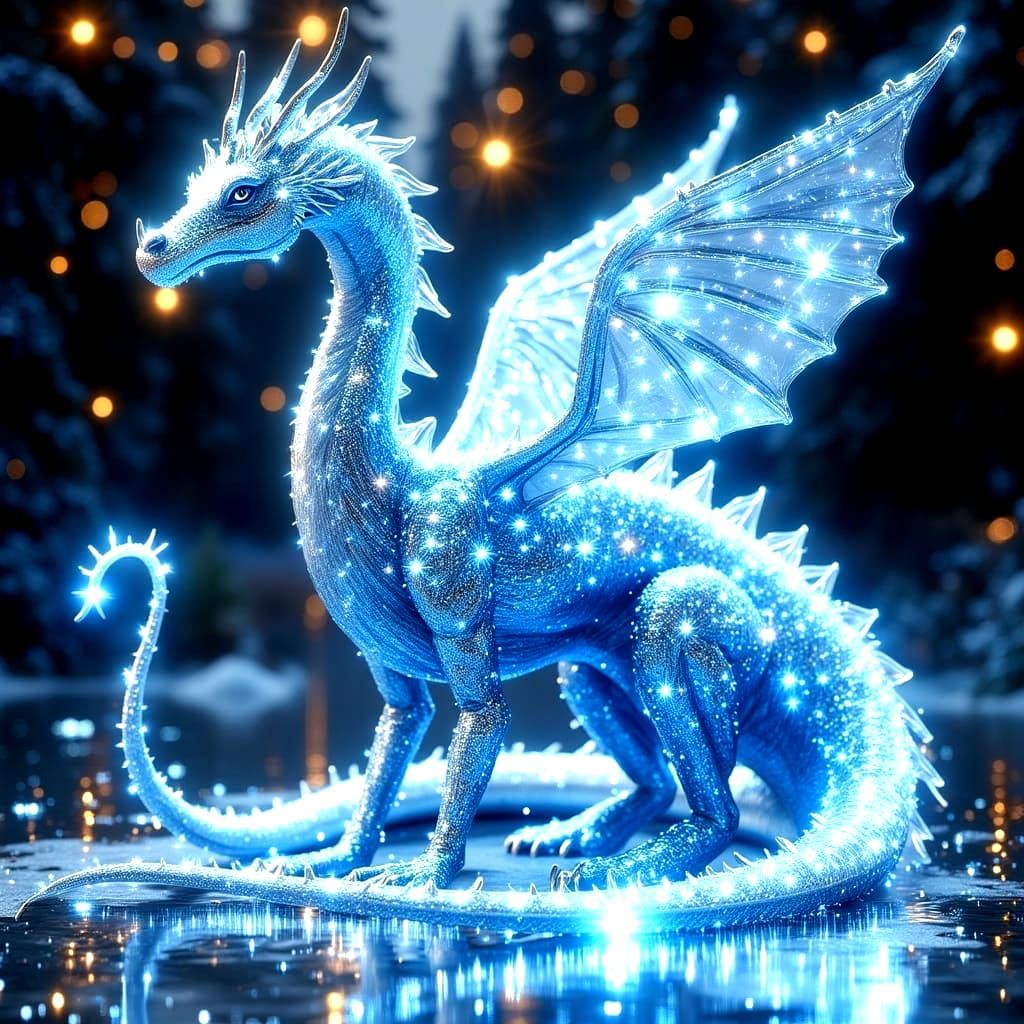 Spectacular Dragon Amidst Icy Winter Wonderland