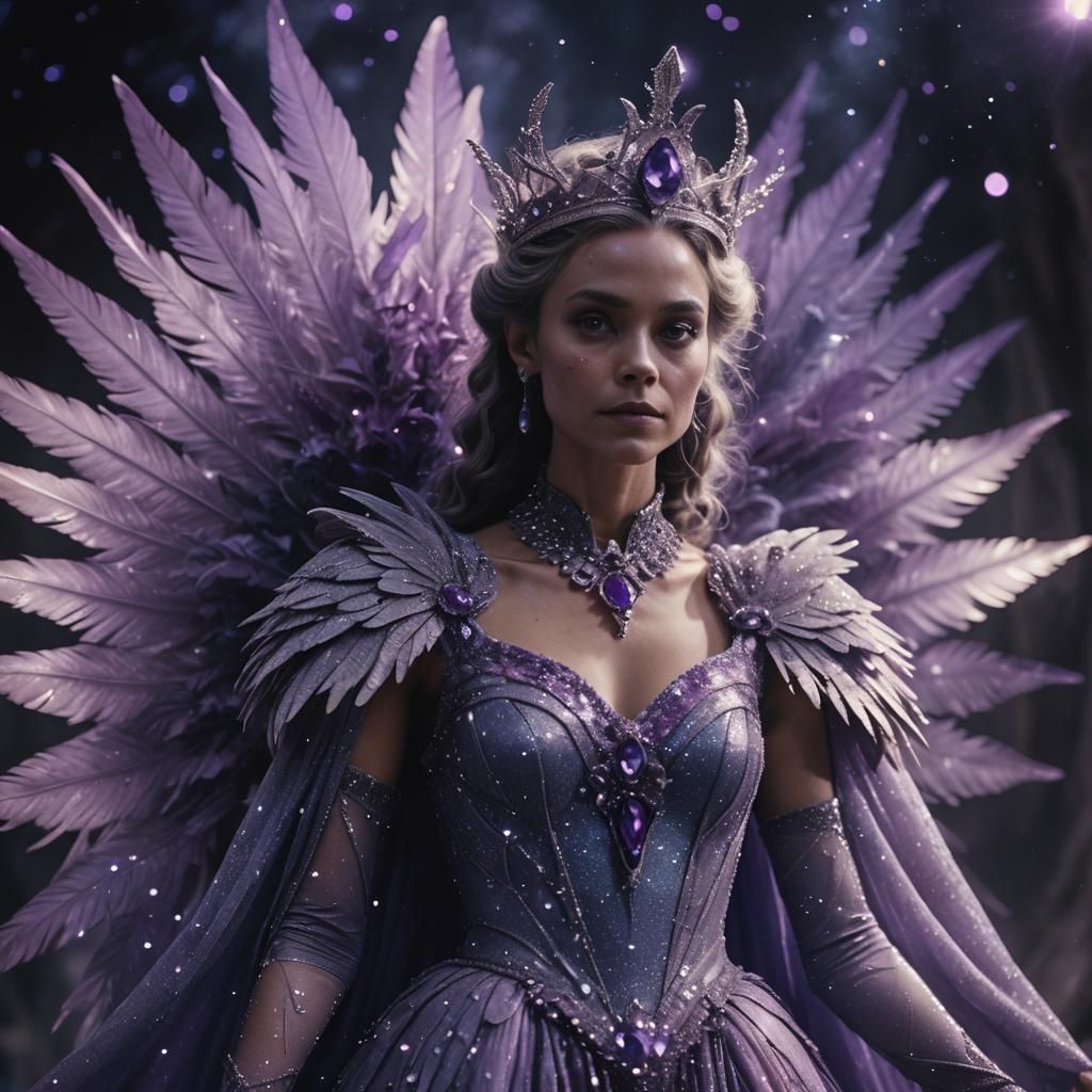 Alien Queen in Stardust Gown: Cinematic Film Still