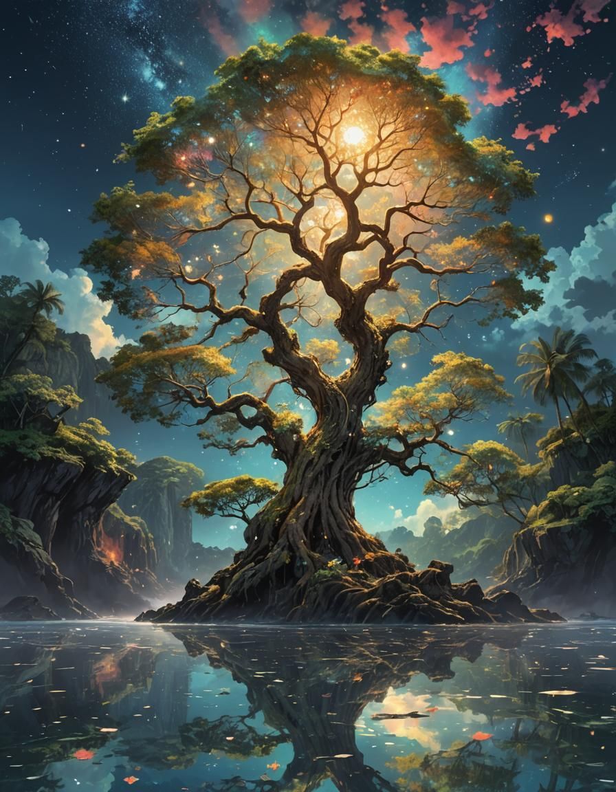 Enchanted Tree of Life in Manga Style