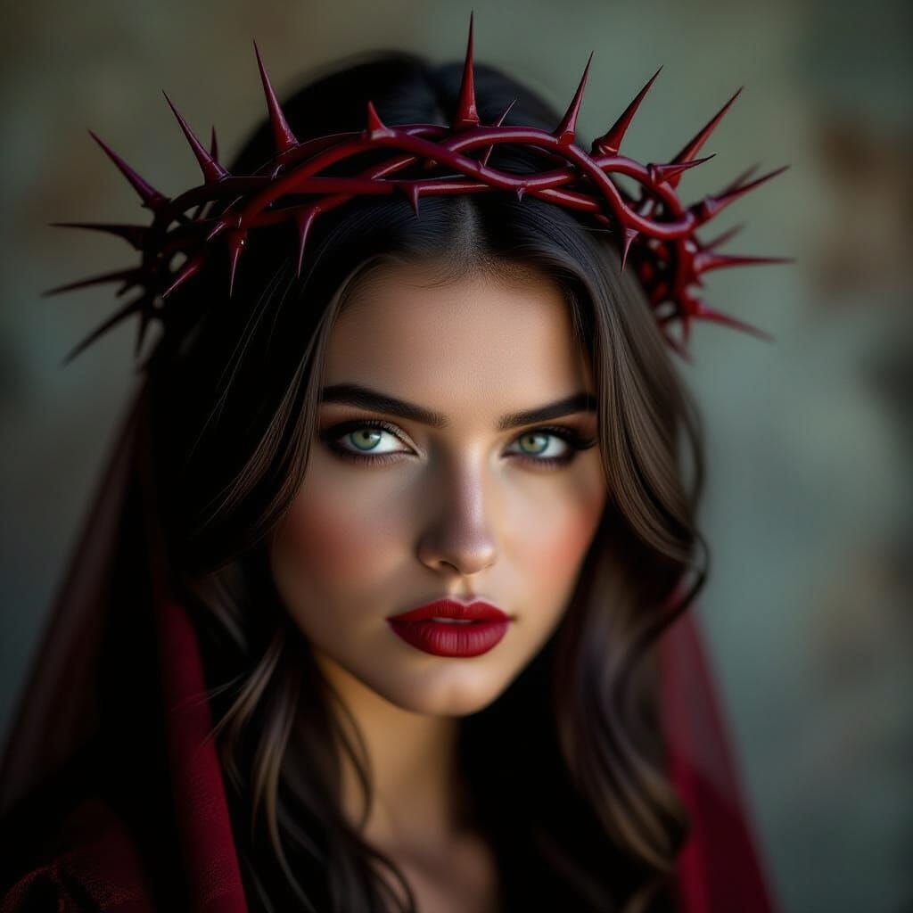 Baroque Statue of Woman with Crown of Thorns