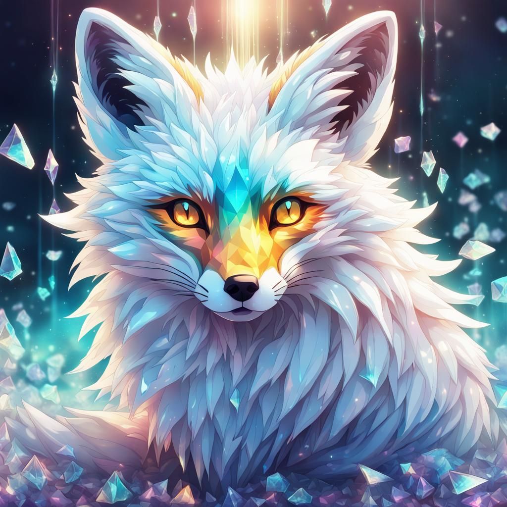 Majestic Crystal Fox in Anime Style