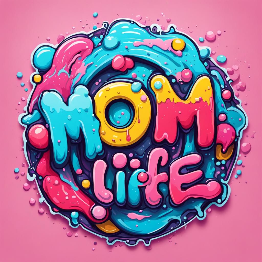 Pastel Claymation 'Mom Life' Patch Logo