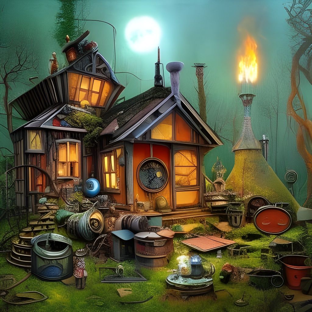 Whimsical Cottage Yard Sale Deep in the Woods