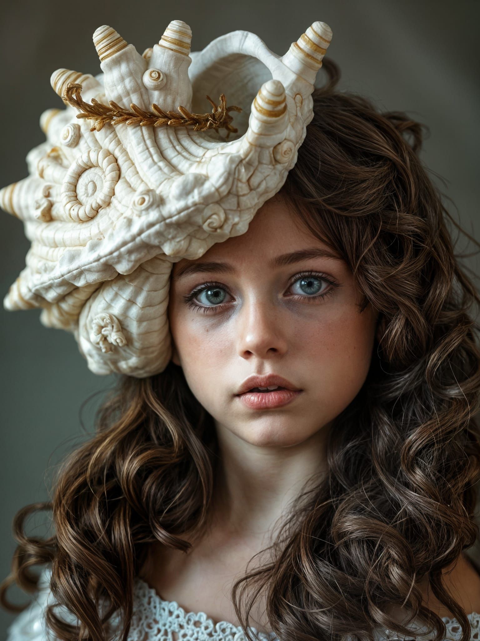 Girl Adorned with Snail Shell Headdress