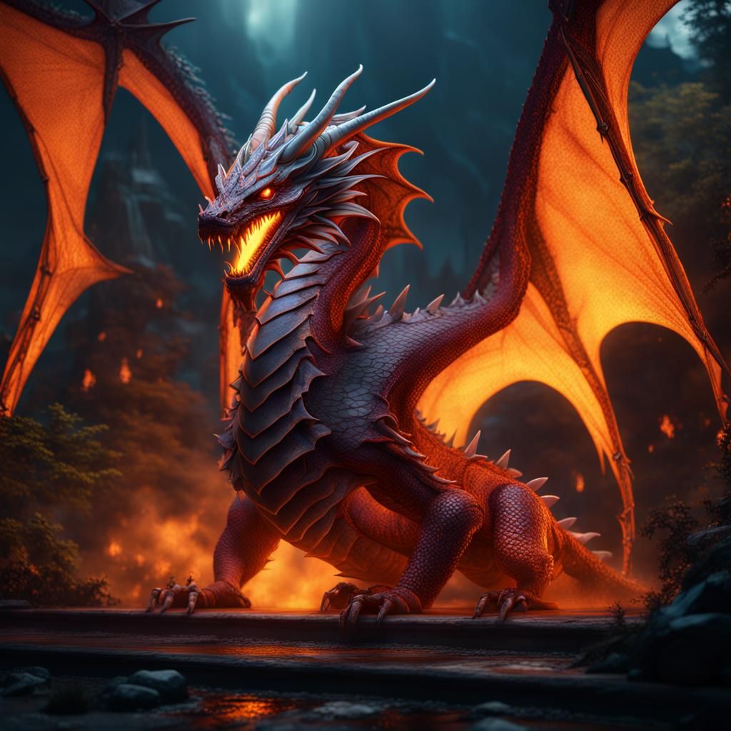 Glowing Dragon Fantasy Concept Art in 8K