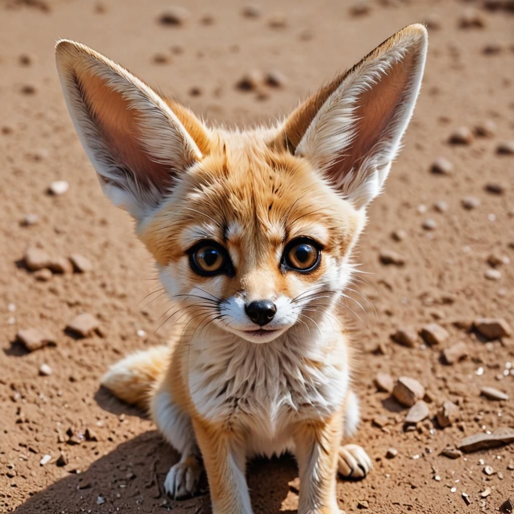 Adorable Baby Fennec Foxes Cartoon Portrait