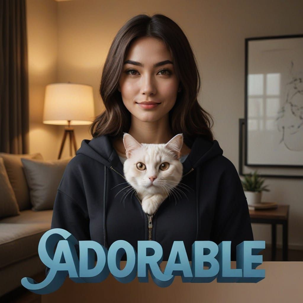 Adorable Gothic Text With Woman and Cat