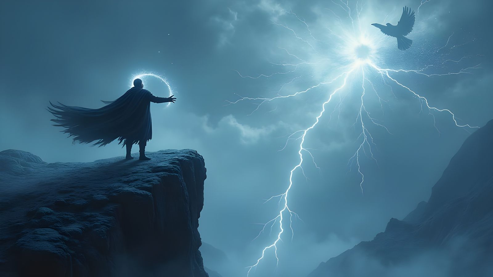 Mystical Warrior in a Dark Epic Fantasy Storm