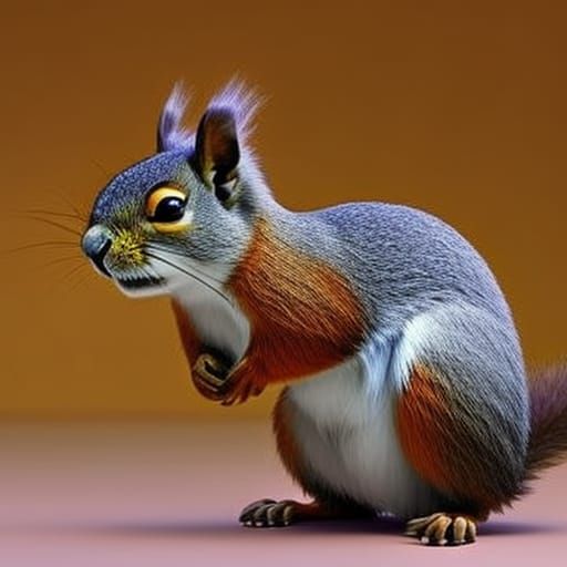 Hyperrealistic Squirrel Portrait in Splash Art Style