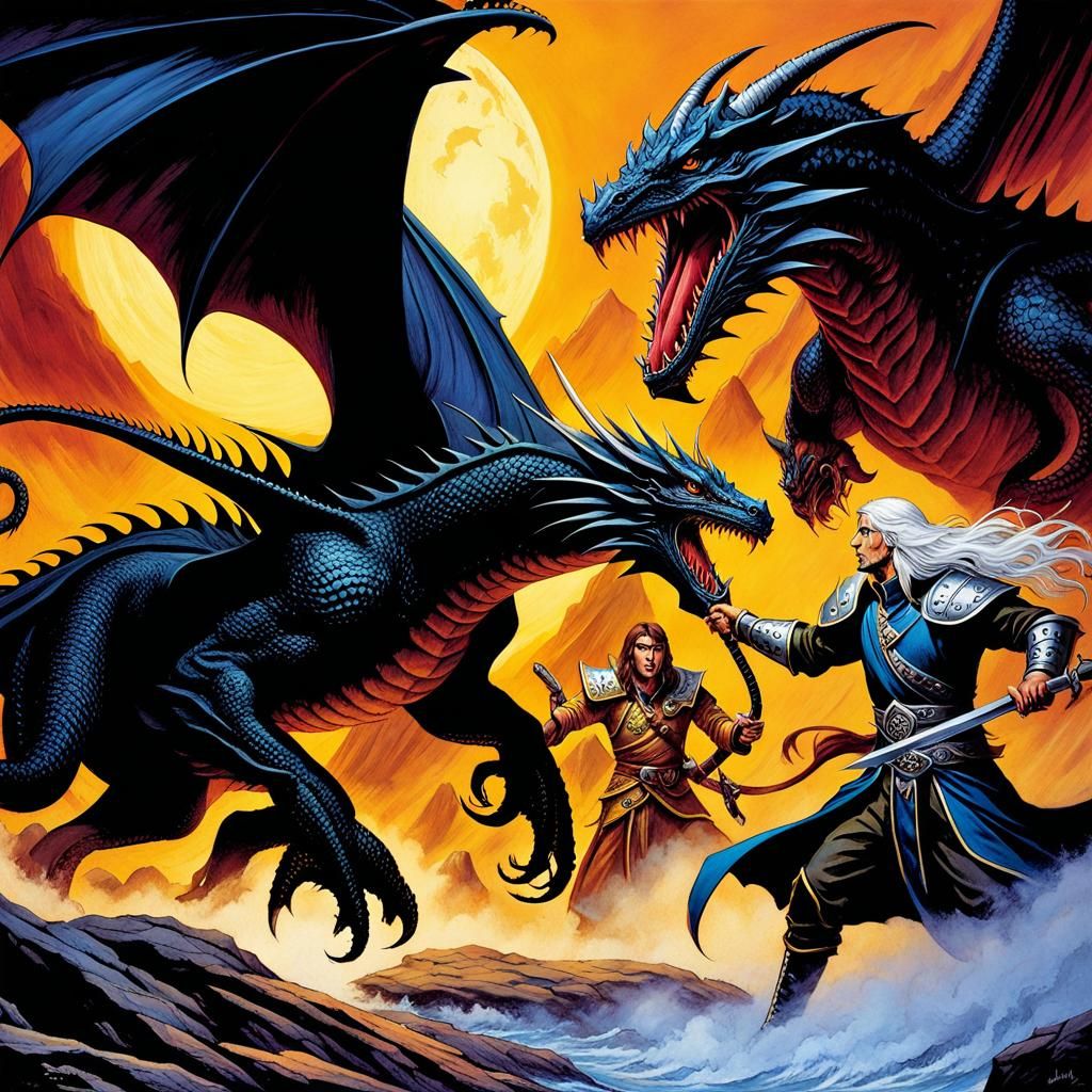 Wizard Faces Dragon in Epic D&D Battle