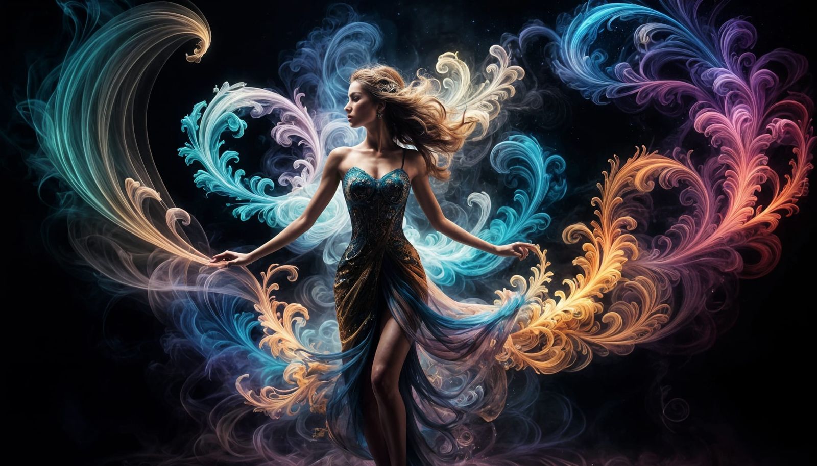 Ethereal Woman Made of Smoke Art