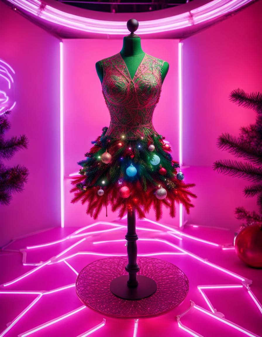 Christmas Tree Dress Form in Synthwave Style
