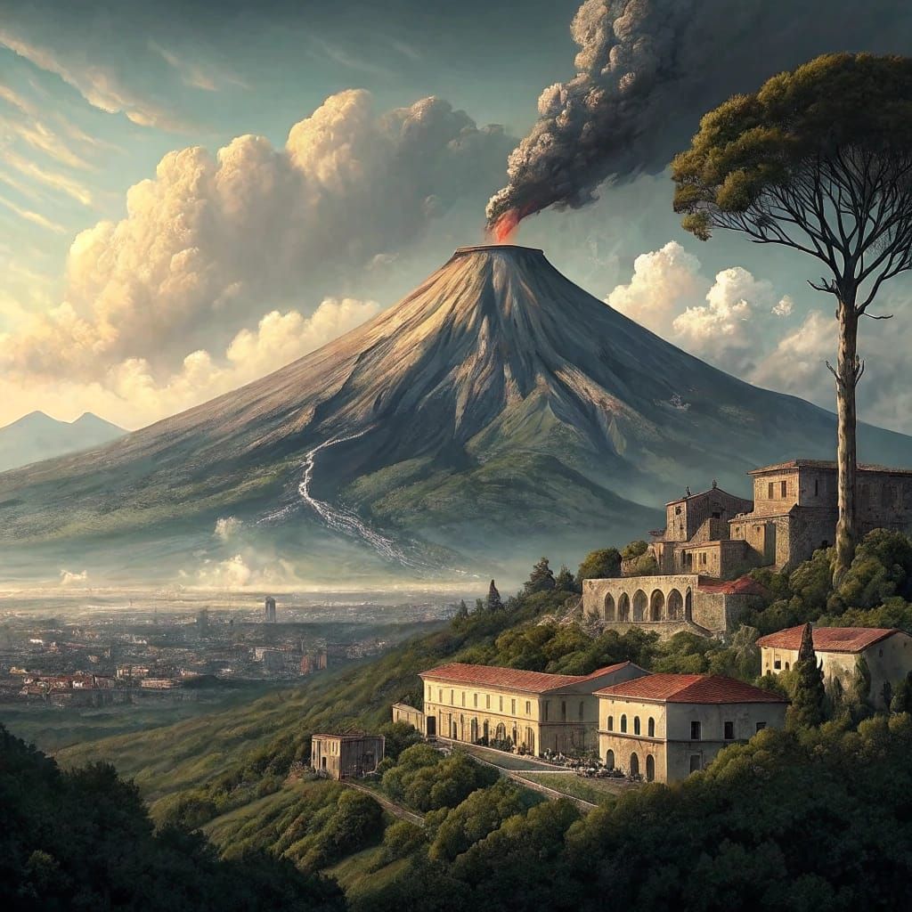 Erupting Volcanic Landmark of Mount Vesuvius