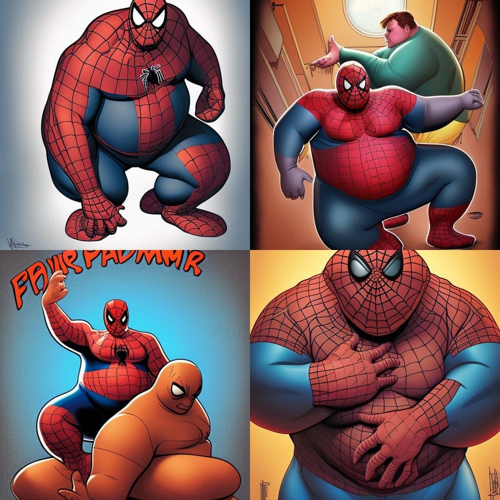 Obese Spiderman Comic Book Art Illustration
