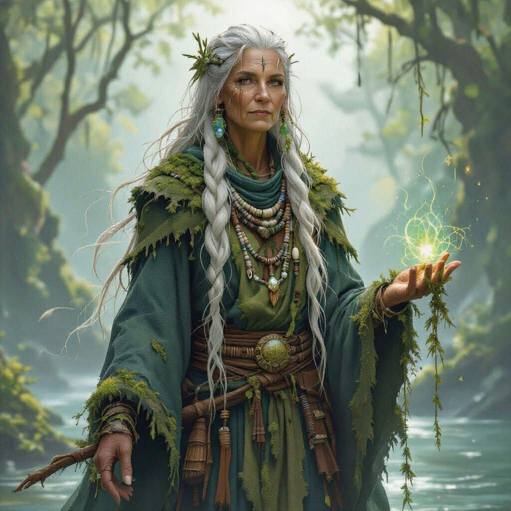 Detailed Druid Portrait in Dark Fantasy Style