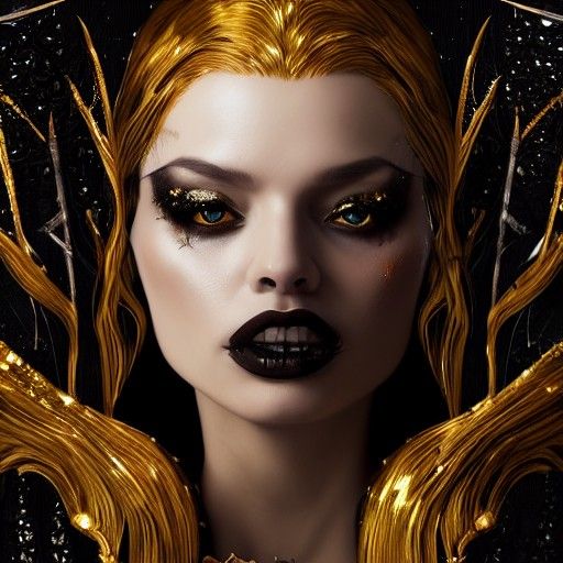 Vampire Huntress Portrait in Maximalist Matte Painting Style