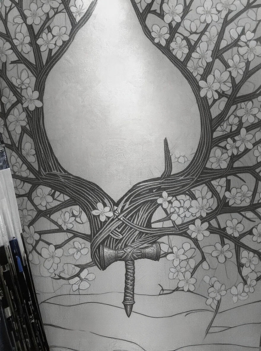 Tree of Life with Sun Rune and Thor's Hammer