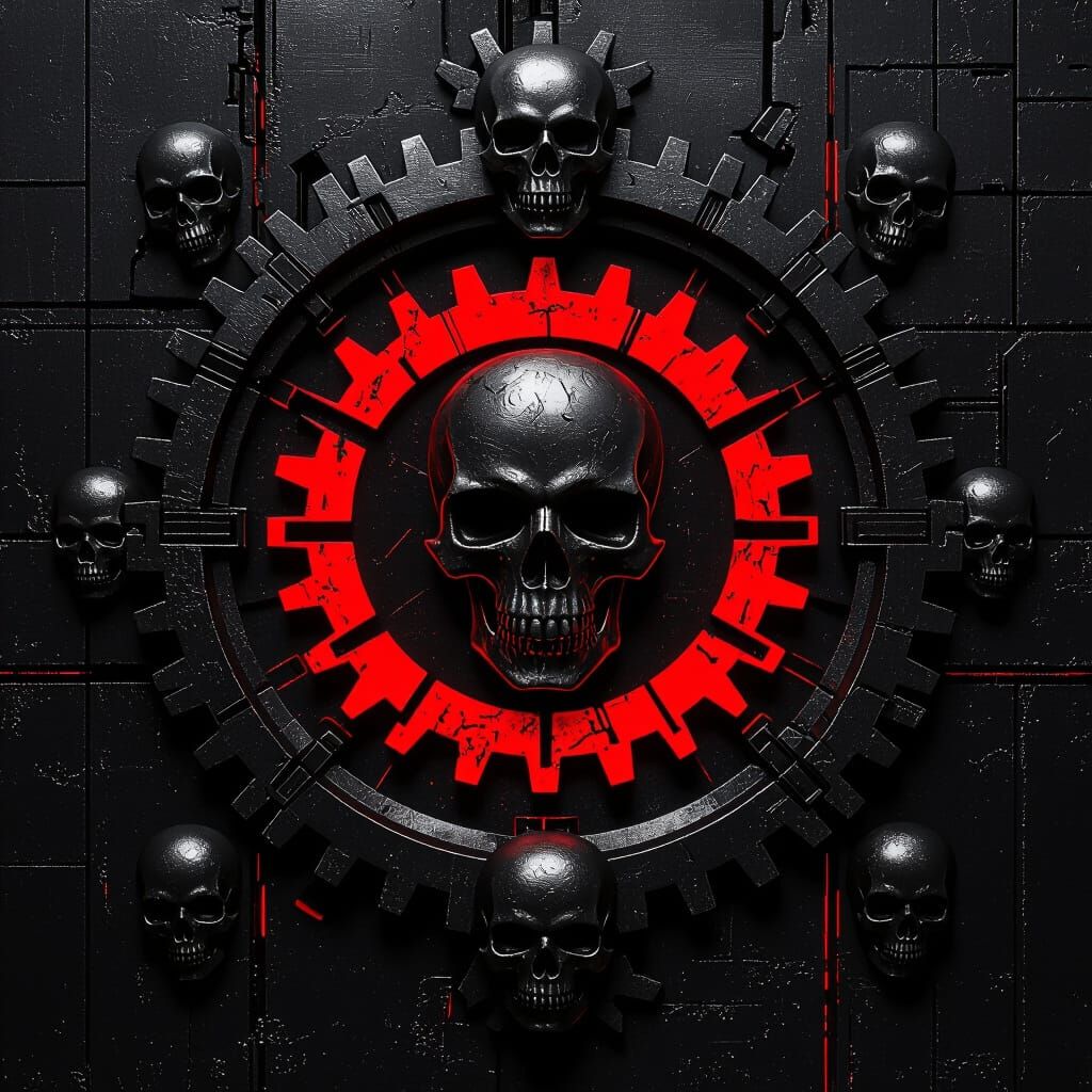 Dark Metallic Messenger Icon with Skull Details