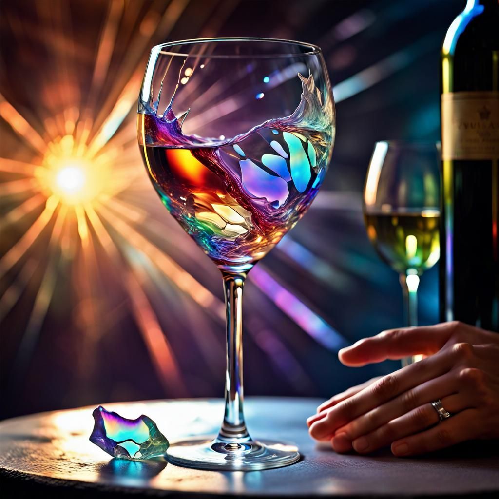 Exquisite Wine with Broken Glass Effect