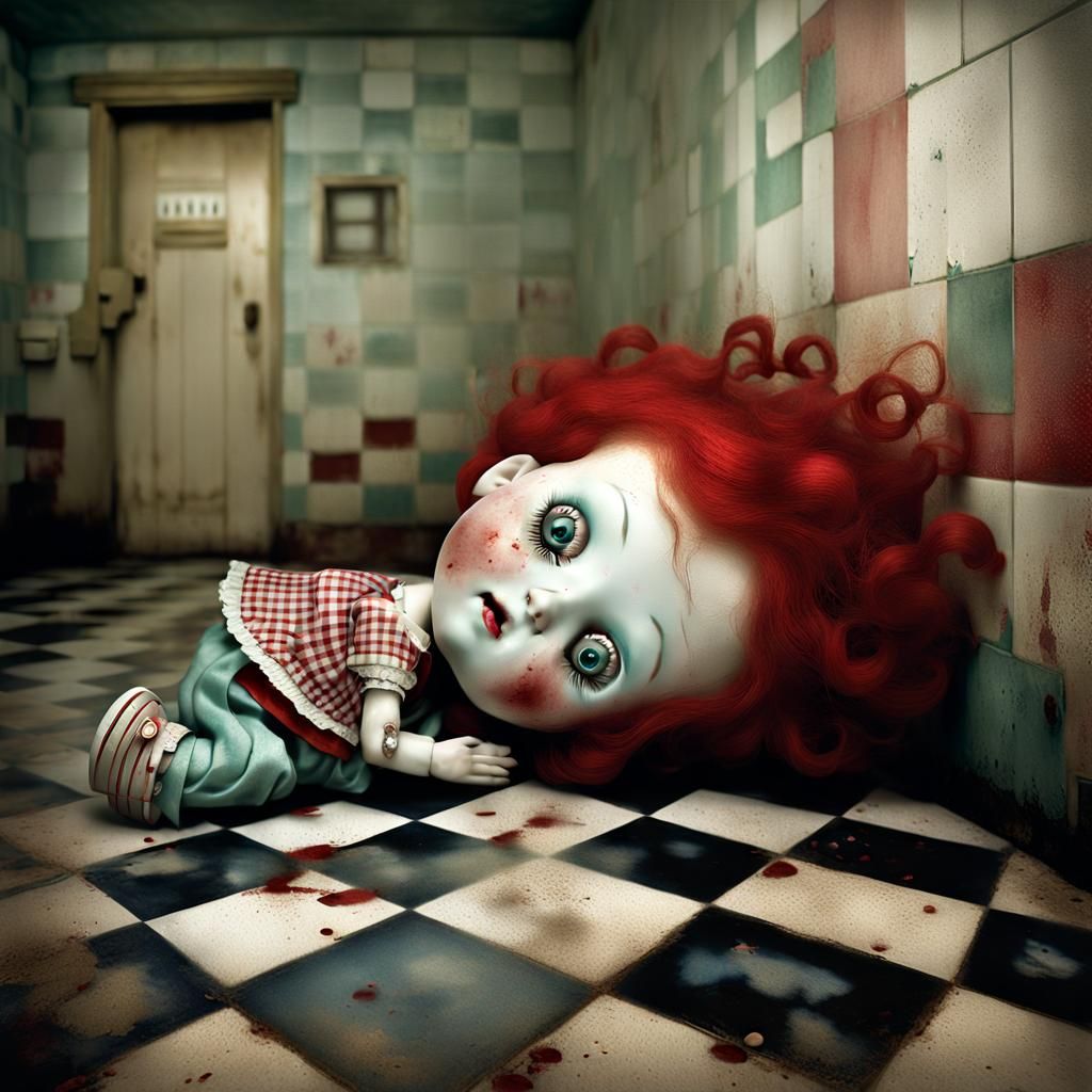 Porcelain Doll Head in Abandoned Hospital, 3D Render