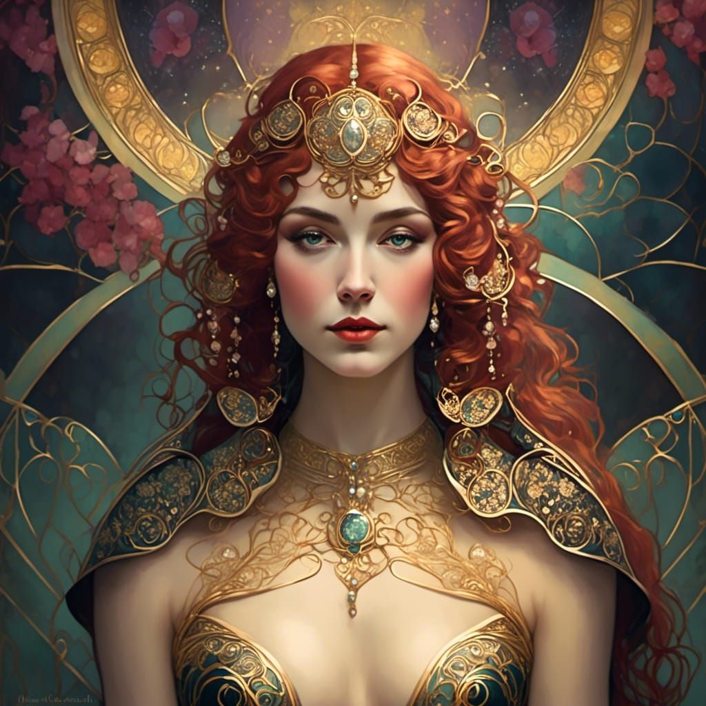Art Nouveau Portrait with Dynamic Lighting