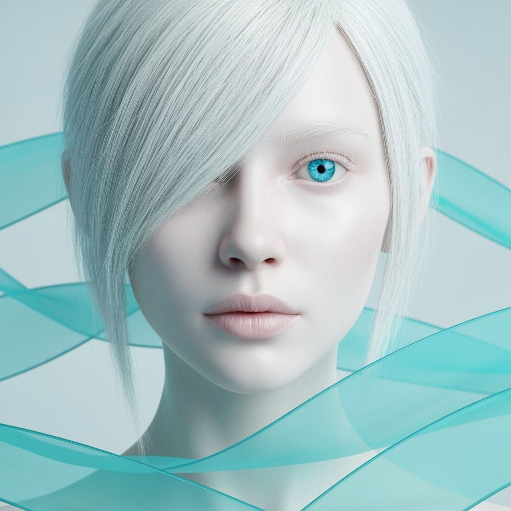 Albino Woman's Portrait in Digital Landscape