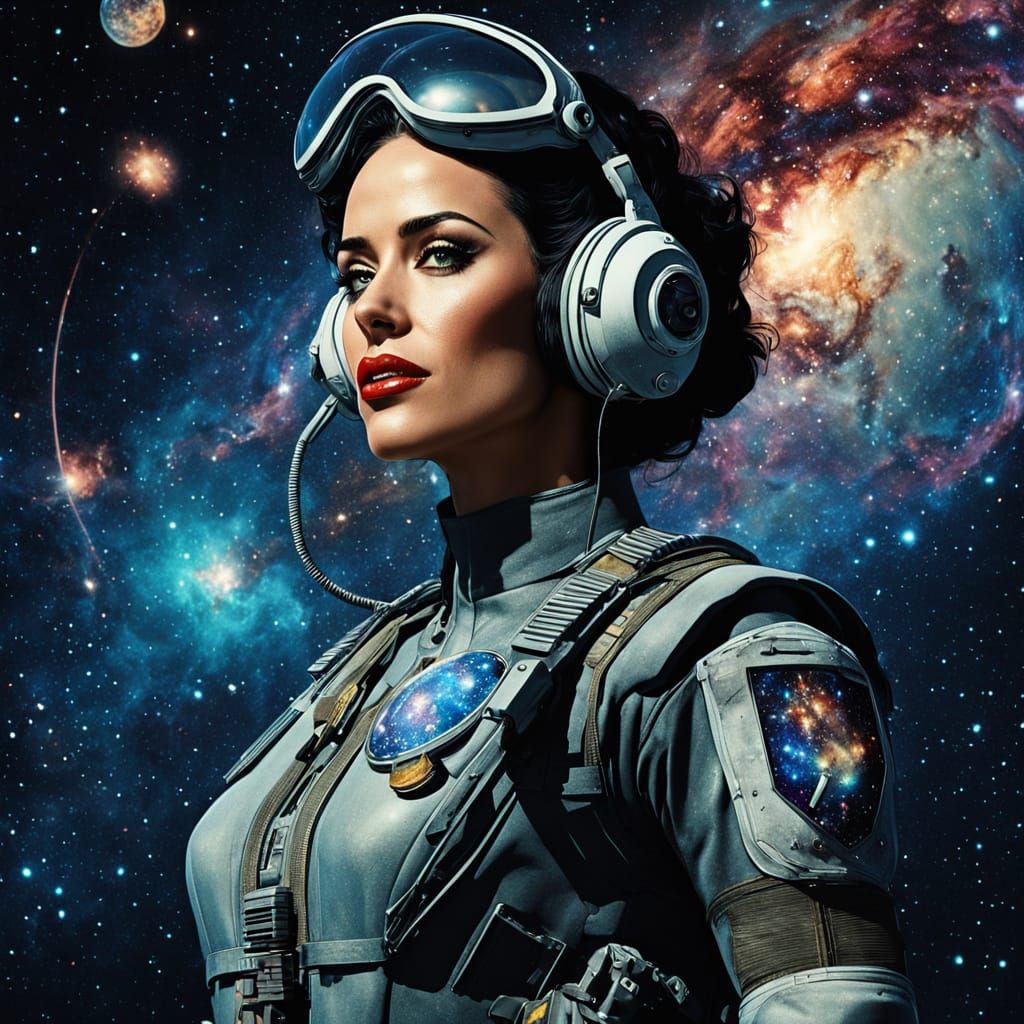 Pin-Up Art of Woman in Combat Gear in Klimt Style