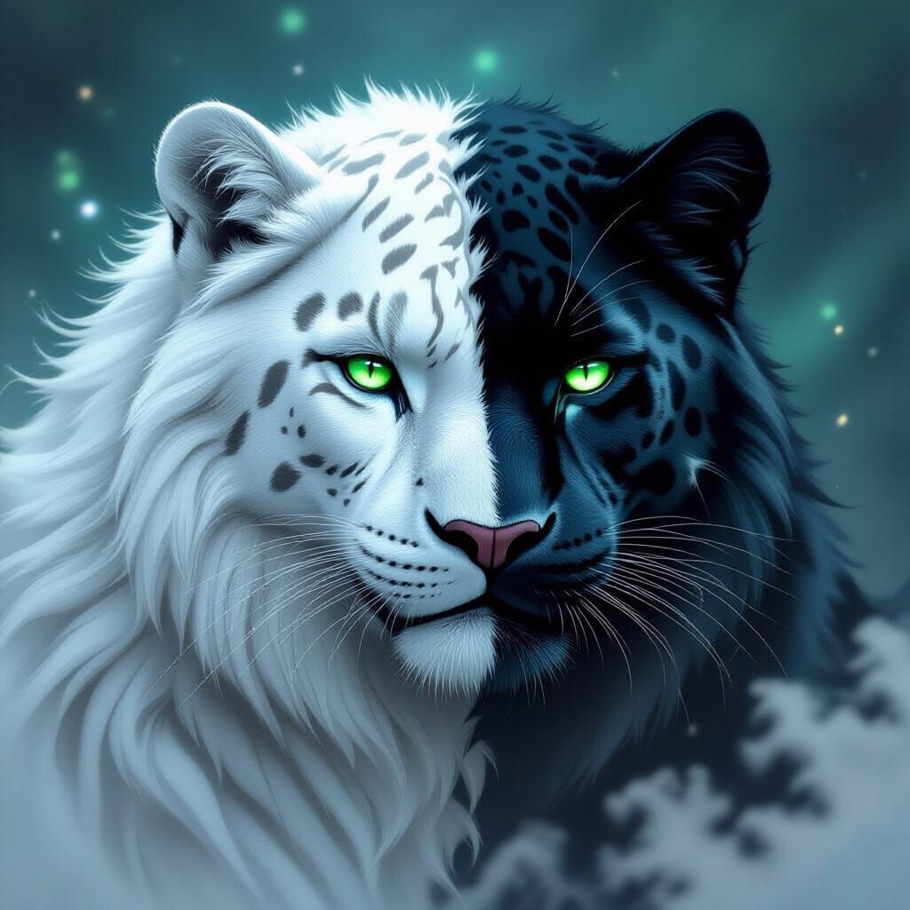 Hybrid White Tiger and Black Panther Fusion