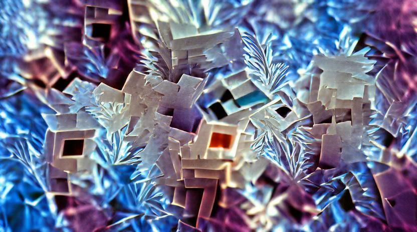 Bismuth Snowflake Microscopic Close-Up in Vogue Aesthetic