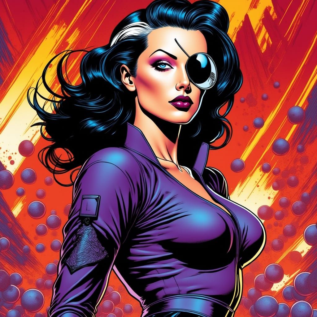 Pop Art Comic Book Heroine in Cel Shaded Style