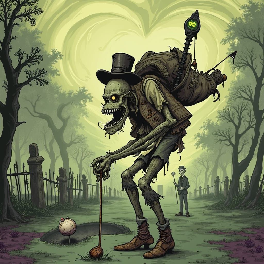 Zombie Golf in Gothic Whimsical Style