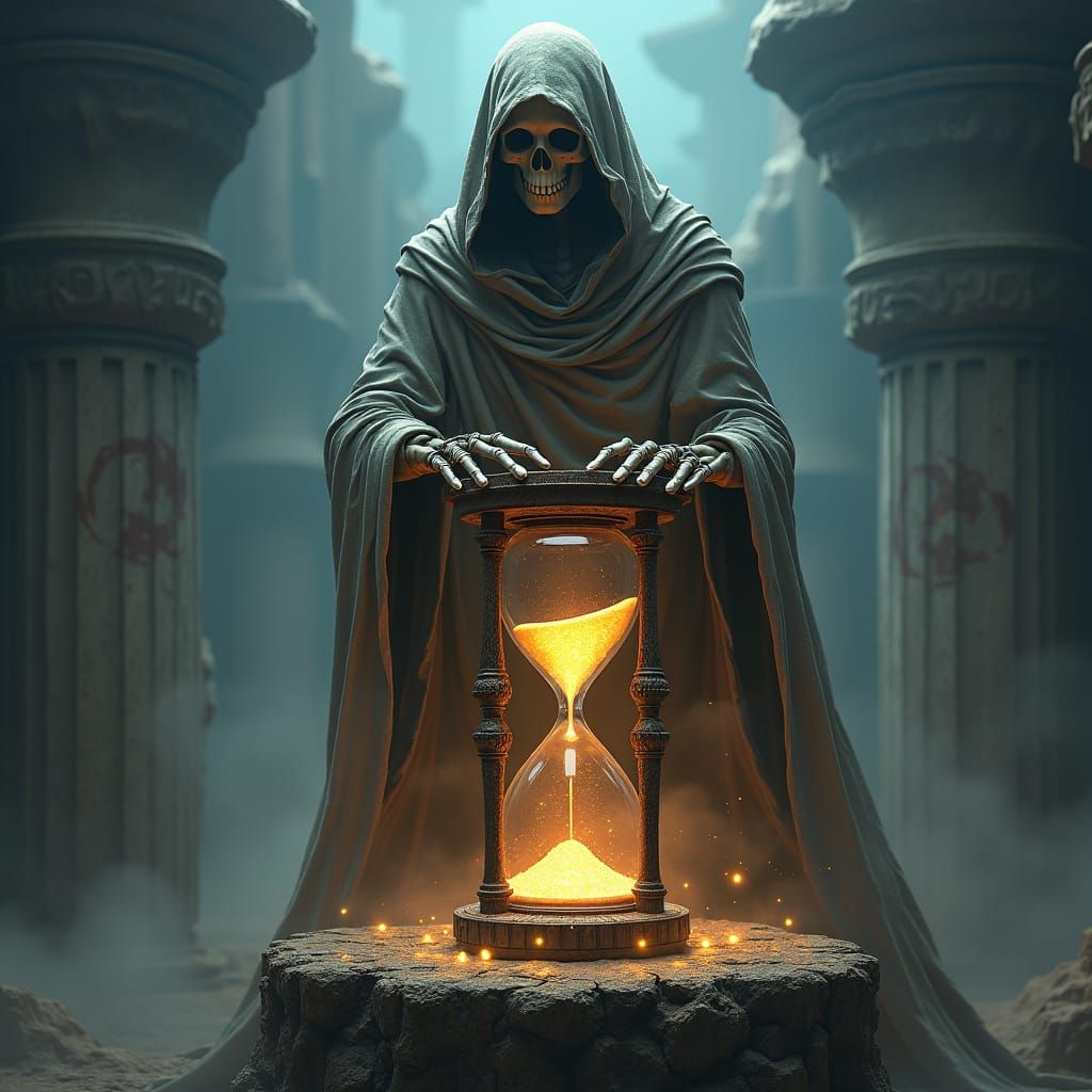 Skeleton and Hourglass: Fleeting Time in Digital Art