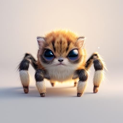 Kitten Spider in Anime Style, 8K Resolution