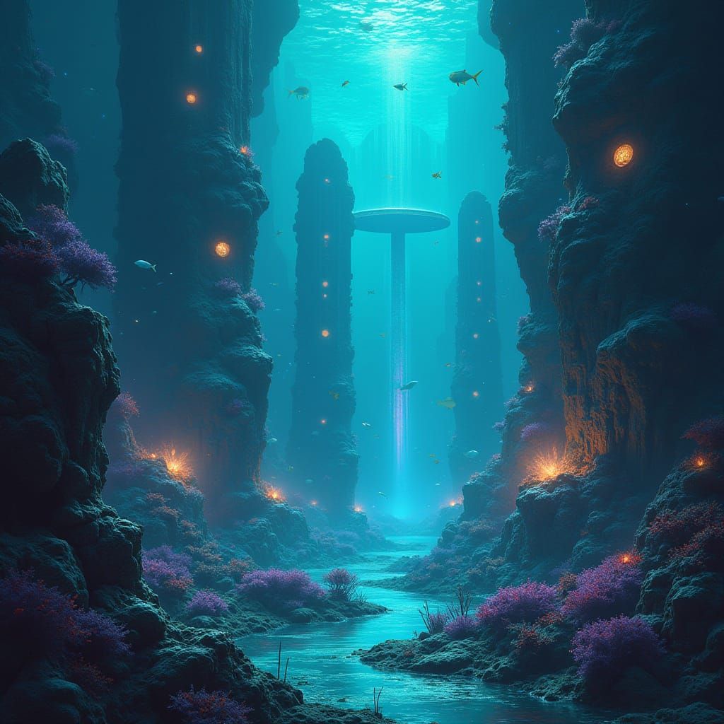 Mysterious Underwater Metropolis in Crystal Depths