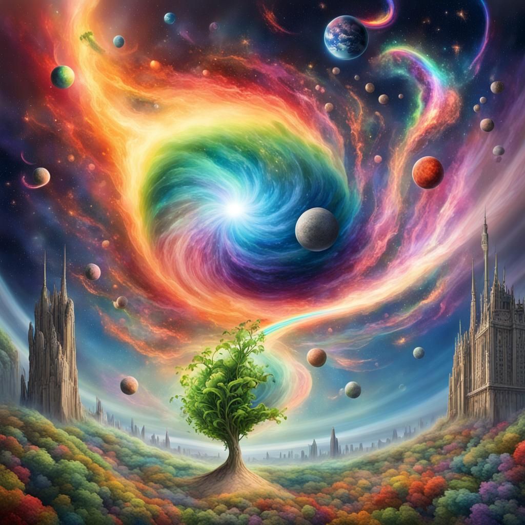 Magical Beanstalk Reaching Space From Earth
