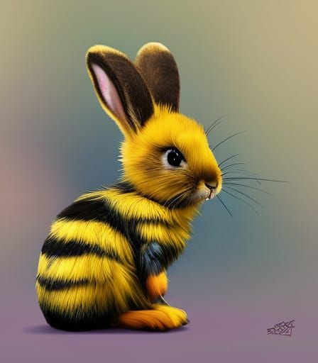 Adorable Bumblebee-Rabbit Hybrid Pet Portrait