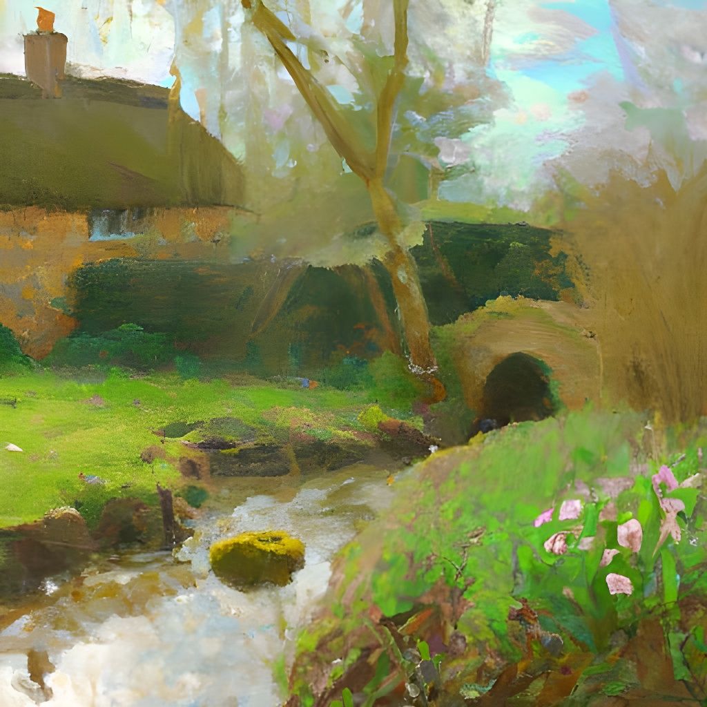 Norfolk Cottage: Impressionist Oil Painting of Springtime