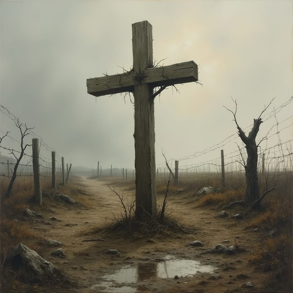 WW1 Battlefield Cross in Somber Style