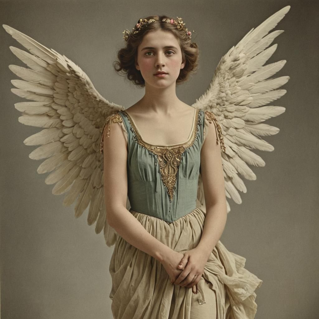 Ethereal Angel: Hand-Colored Photo in Pictorialist Style
