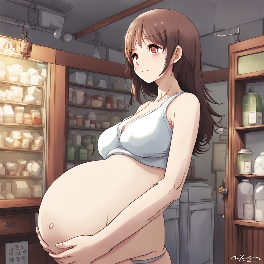 Pregnant Girl in Anime Key Visual Style