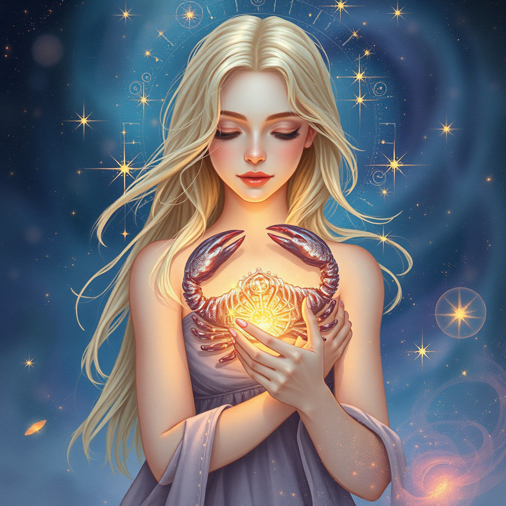Cancer Zodiac Goddess in Ethereal Digital Art