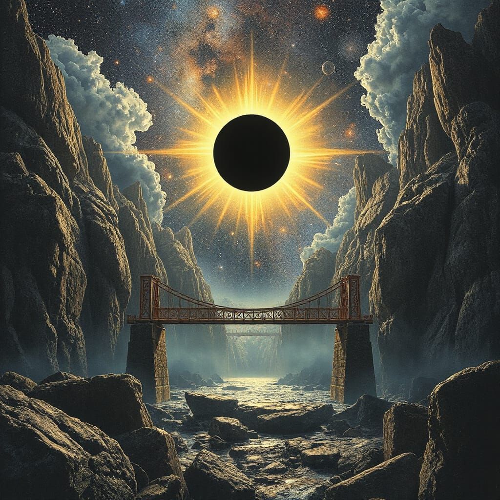 Bridge to Parallel Universe Beneath Black Sun