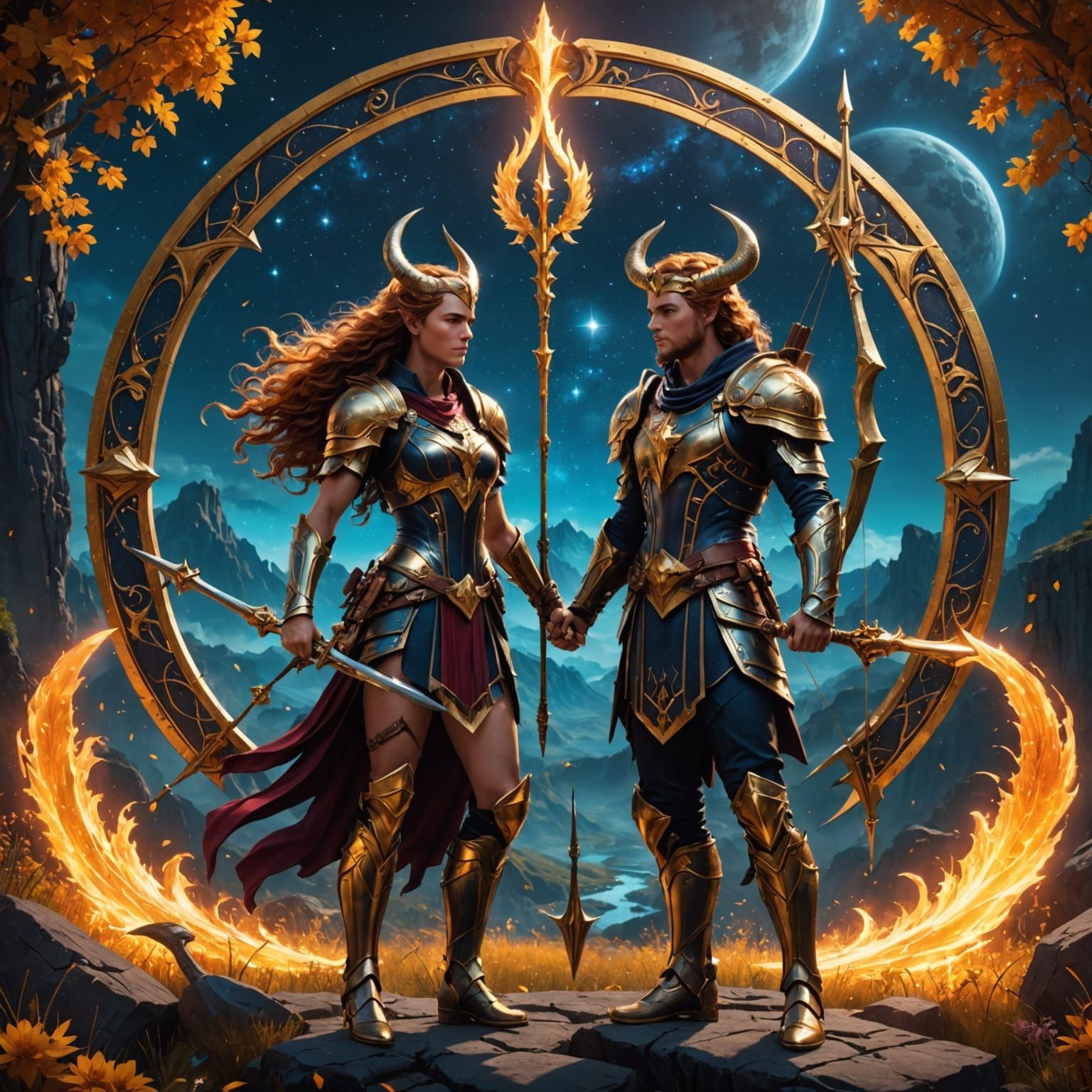 Sagittarius and Leo Twin Flames: Fantasy Concept Art